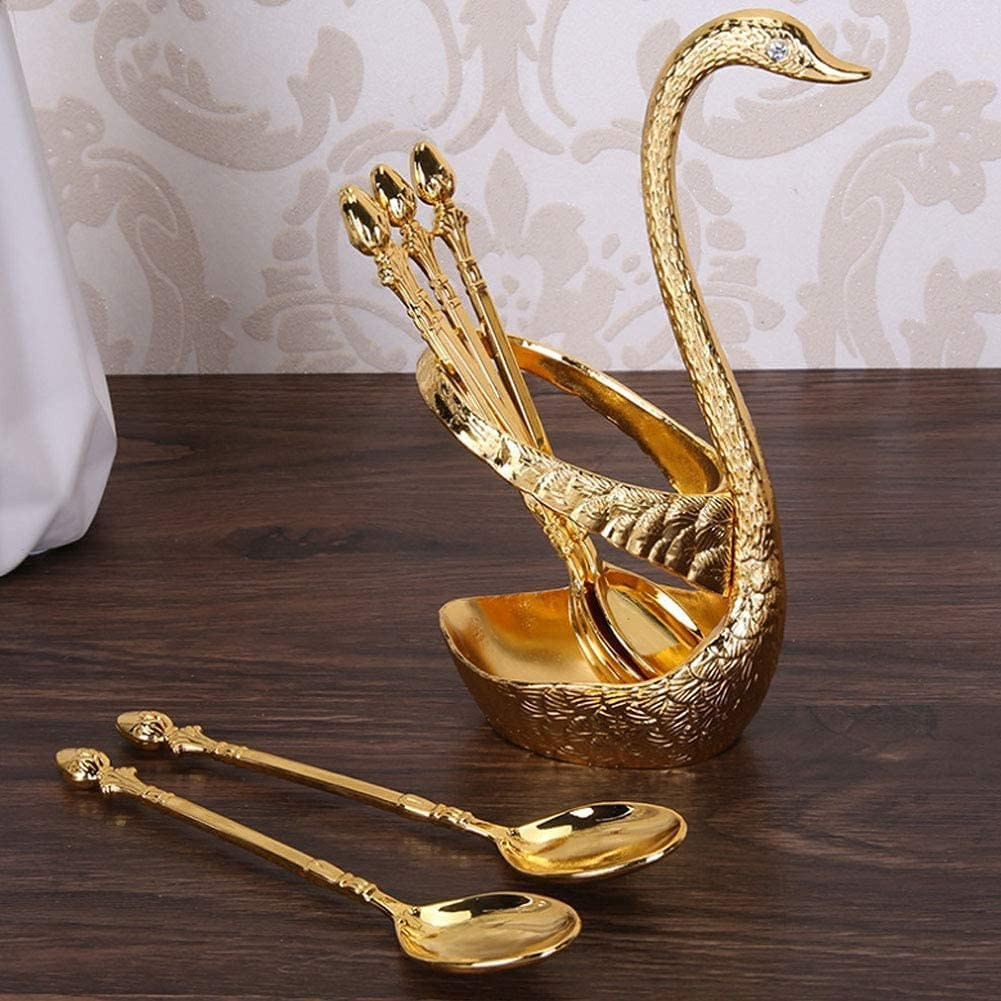 6 pieces Spoon Set with Swan Stand