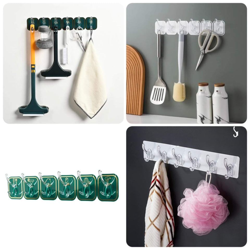 6 pieces Transparent Plastic Wall Hook