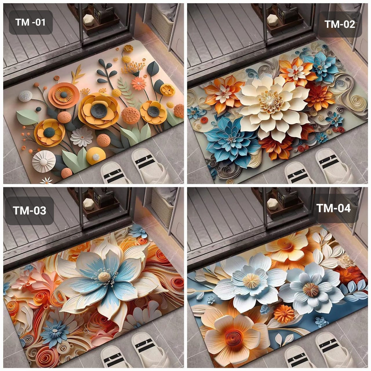 3D Colorful Flower Mat