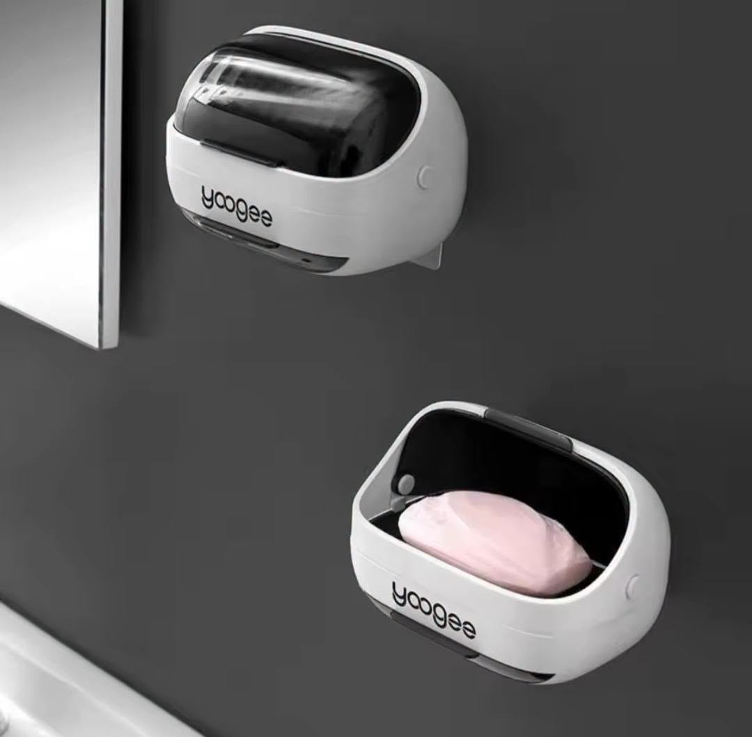 Mounted Soap Holder with Lid & Drain Tray