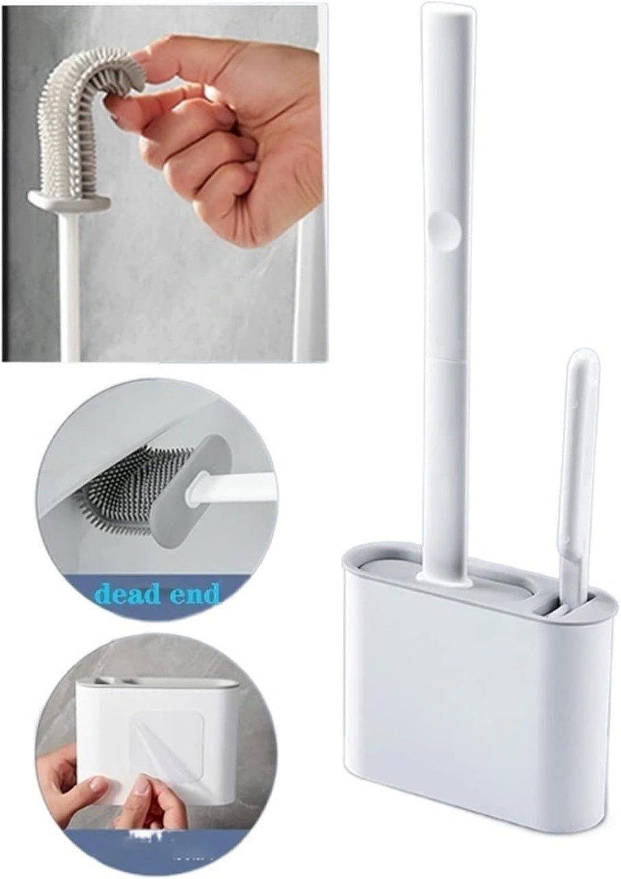 2 in 1  Wall Mounted Silicone Toilet Cleaning Brush