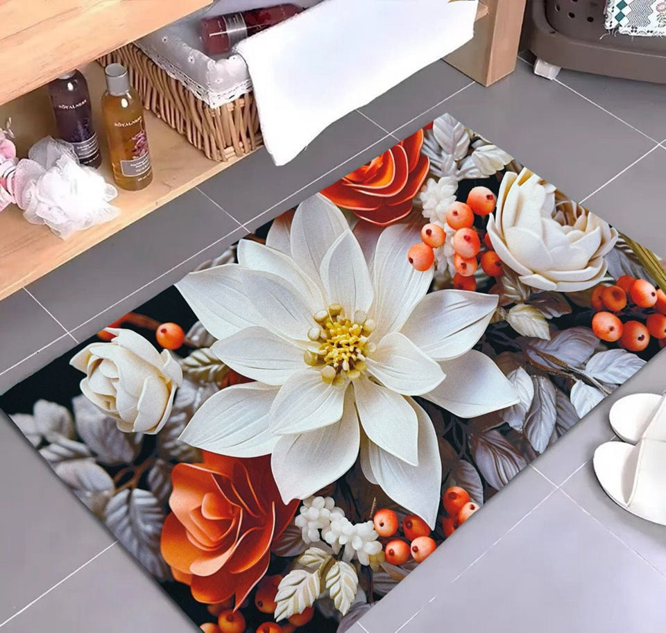 Printed Bathroom Absorbent Rubber Floor Mat