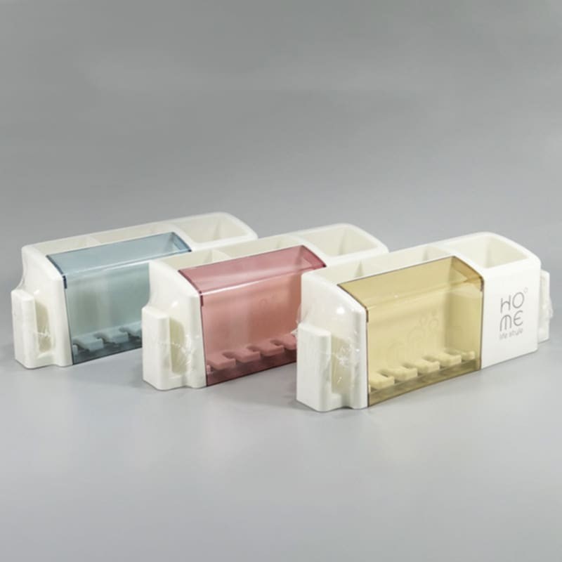 Wall Mounted Toothpaste Dispenser  4 Position Toothbrush Holder